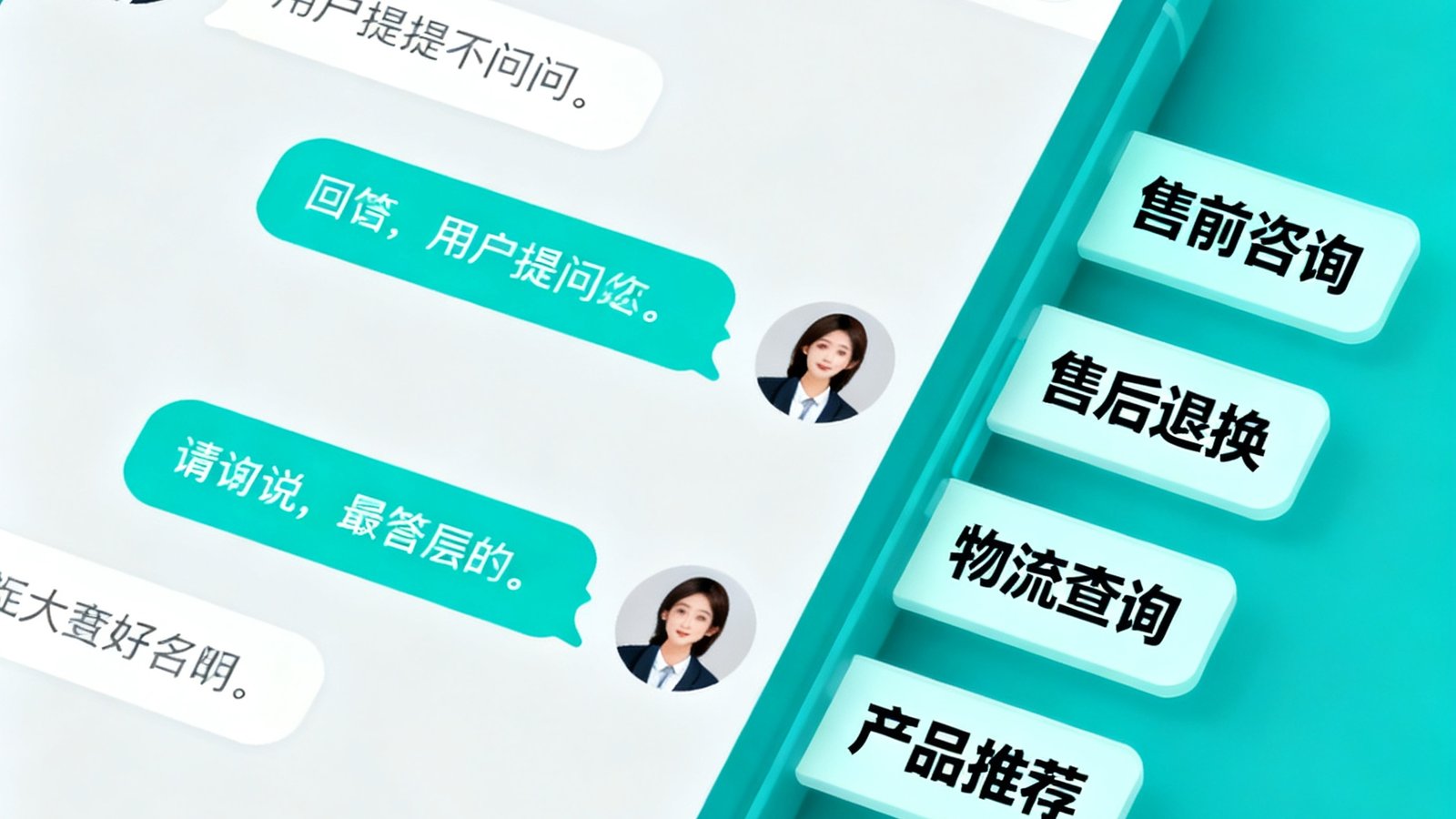体育用品电商客服话术模板的封面图，展示客服对话界面的局部截图与话术分类标签。
